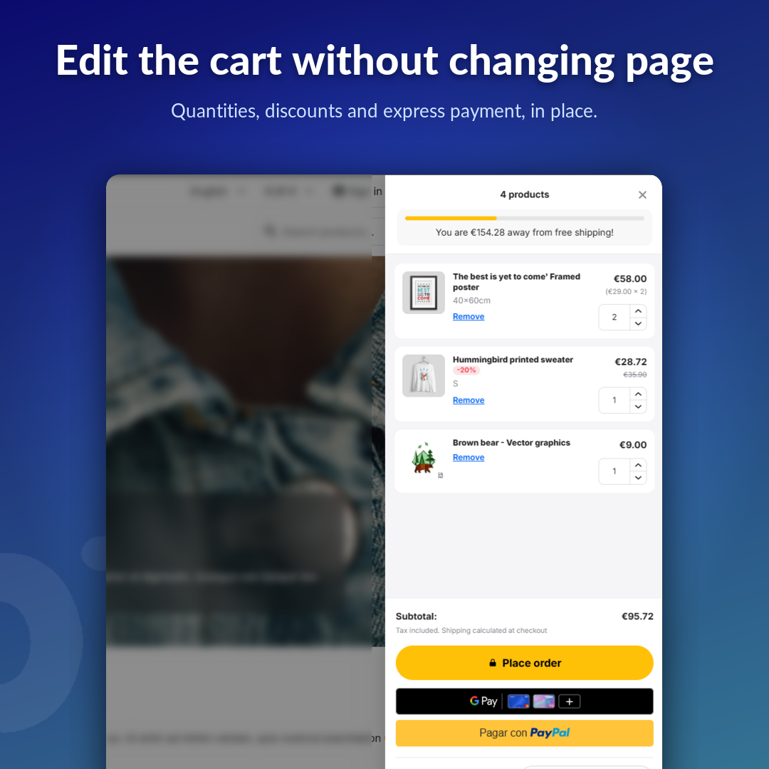 Edit the cart without changing page