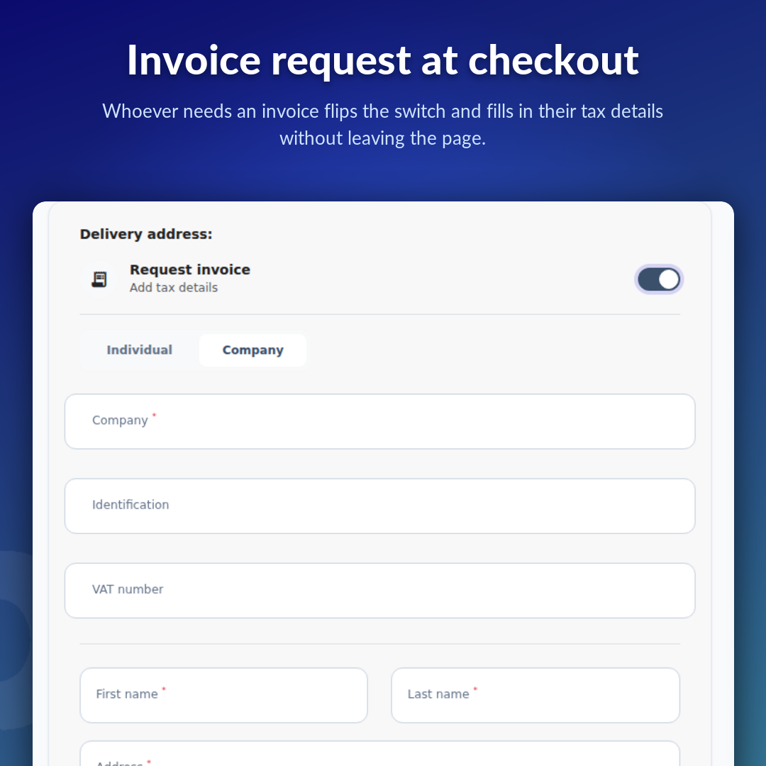 Invoice request at checkout