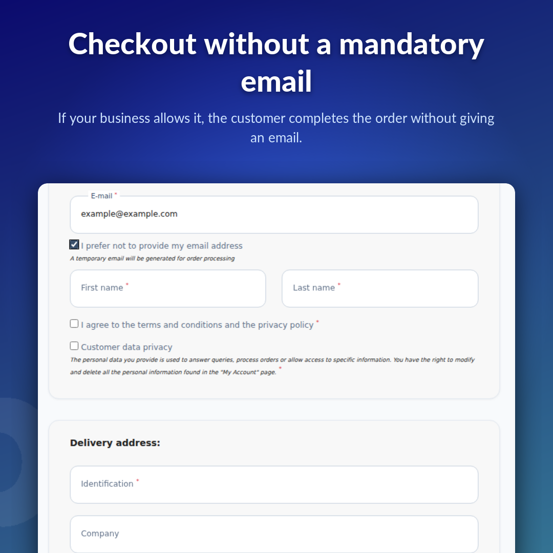 Checkout without a mandatory email