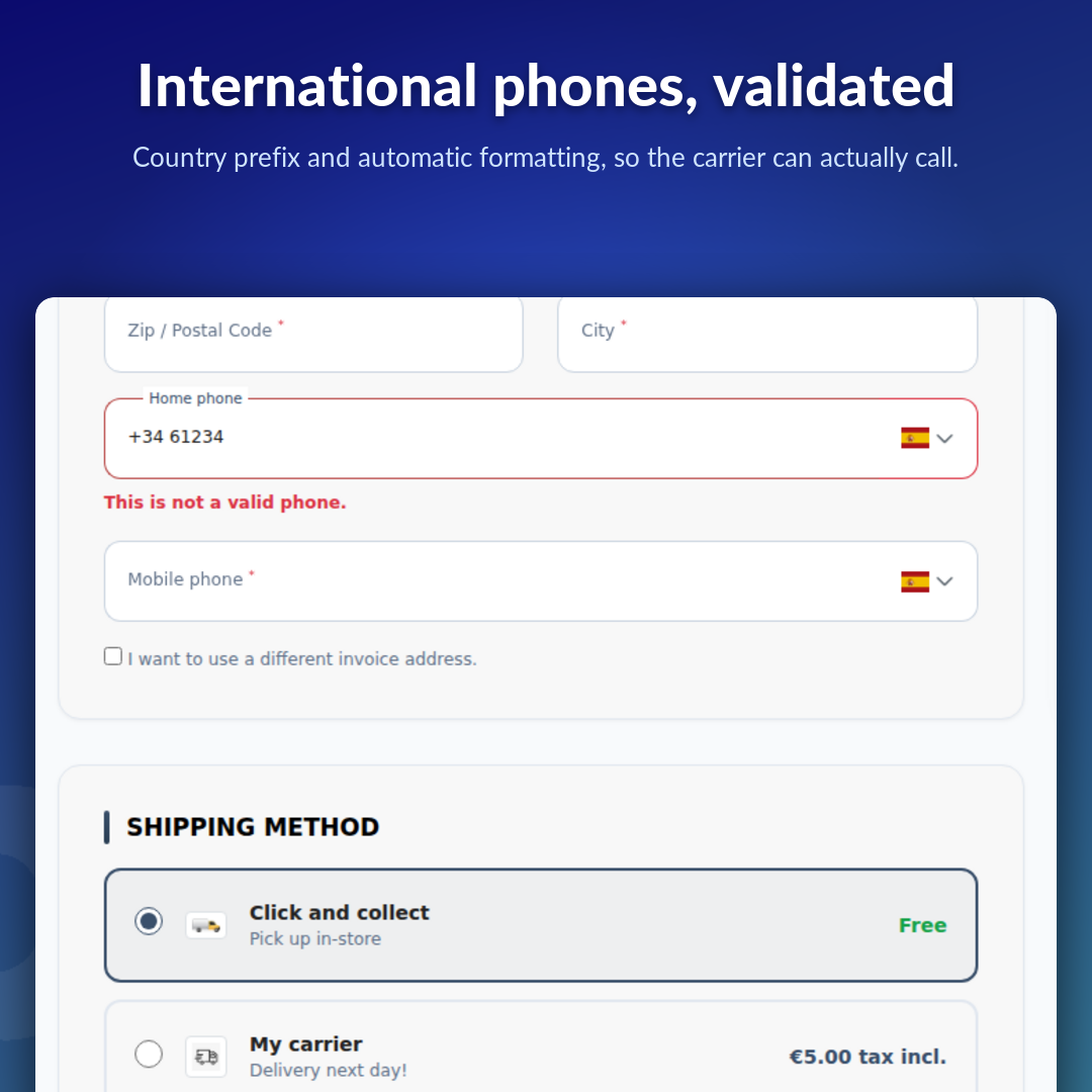 International phones, validated