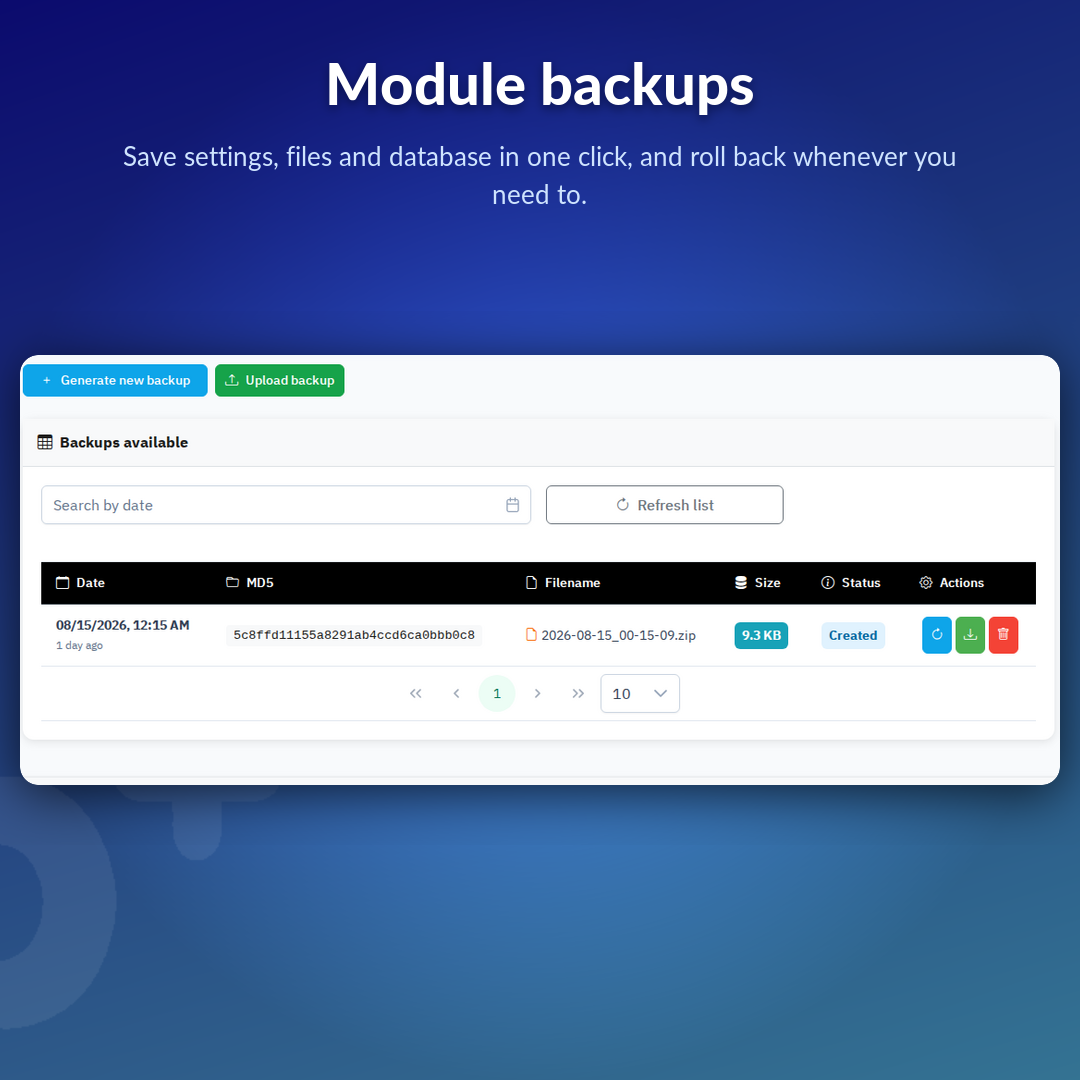 Module backups